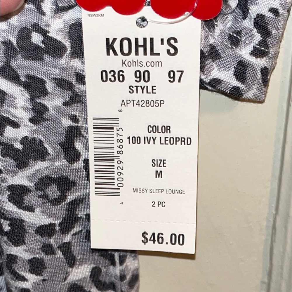 Apt. 9 Gray Leopard Print Pajama Set - Picture 7 of 7